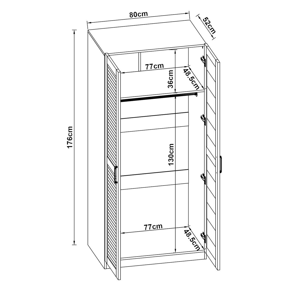 KLEIDERSCHRANK Finning - Weiß, Holzwerkstoff (80/176/52cm) - [en.casa]