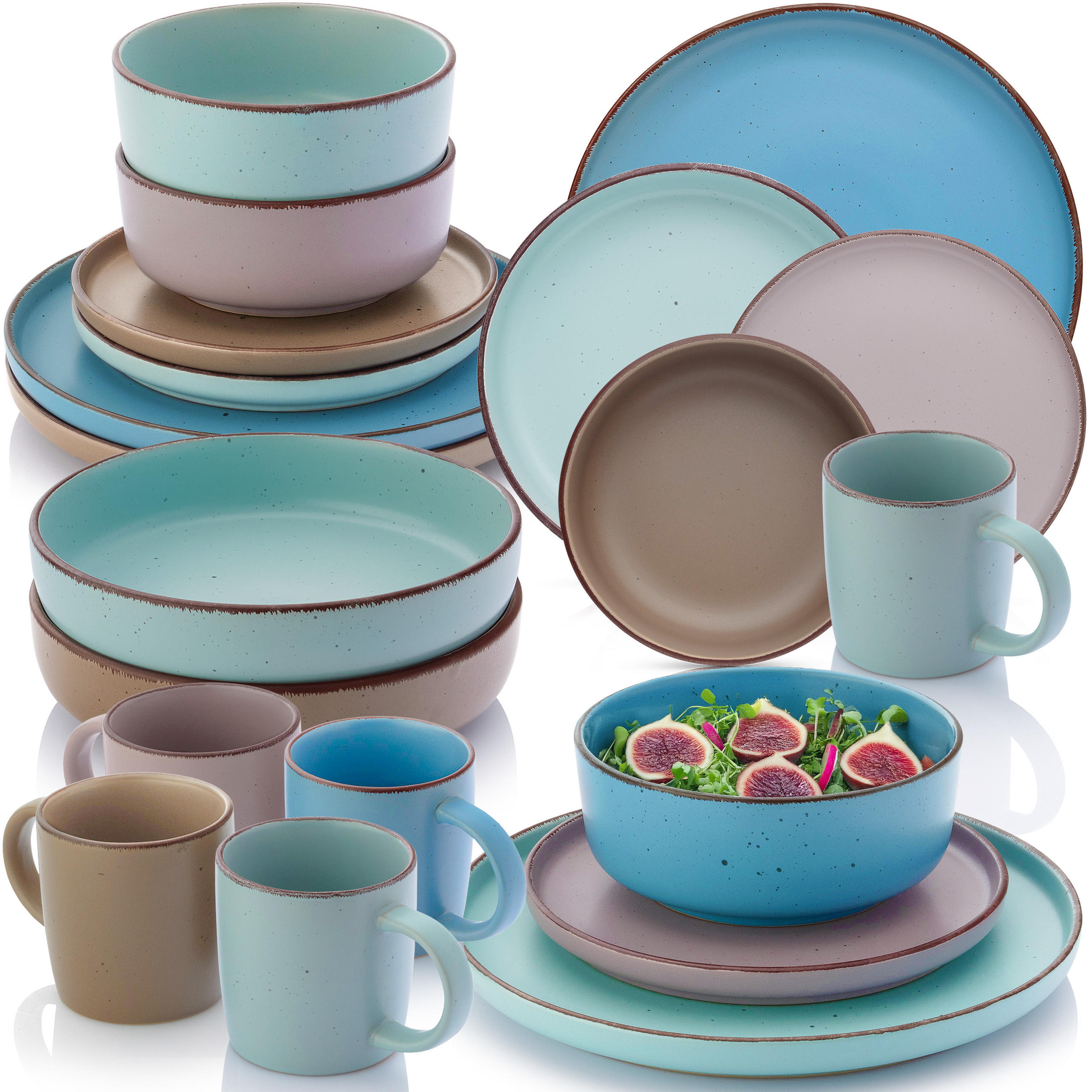 KOMBISERVICE BOMBAY MEERESBODEN - 20 teilig aus Steingut - Multicolor, Stein (27/9.5/27cm) - Sänger