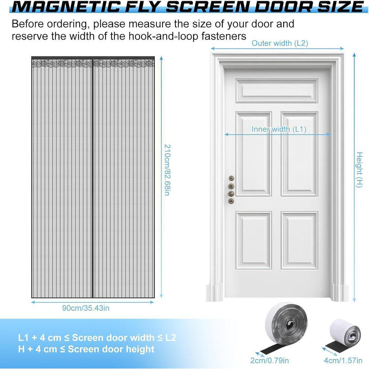 FLIEGENGITTER Tür 90 x 210 cm mit Magnetverschluss - Schwarz, Textil (90/1/210cm)