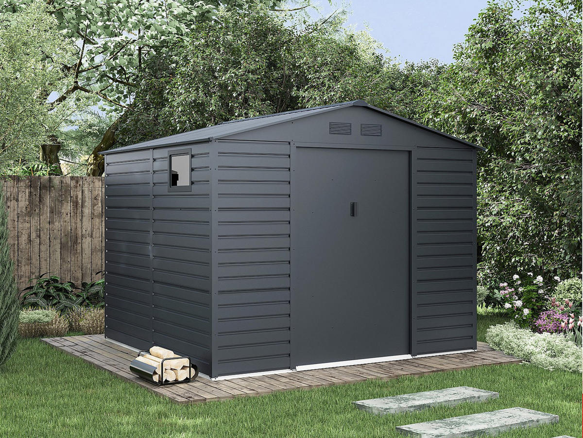 SCHREBERGARTENHAUS - 267 cm x 245 cm - metall - anthrazitgrau Adelmo - Anthrazit, Metall (267/221/245cm) - Vente-Unique