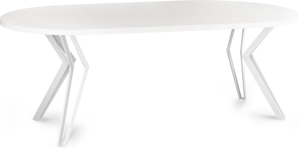 ESSTISCH Austin runder ausziehbarer, Weiß 100-180/100/76 cm - Weiß, Holzwerkstoff/Metall (100/100/76cm) - WFL GROUP