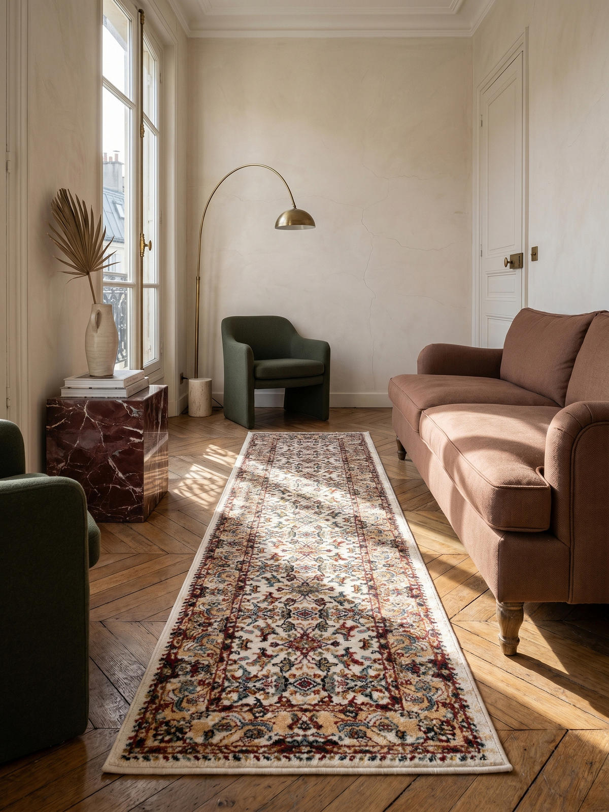 KURZFLORTEPPICH GLAZERT, orientalisch, Natur, 66 x 300 cm - Naturfarben, Textil (300/66cm) - KADIMA DESIGN