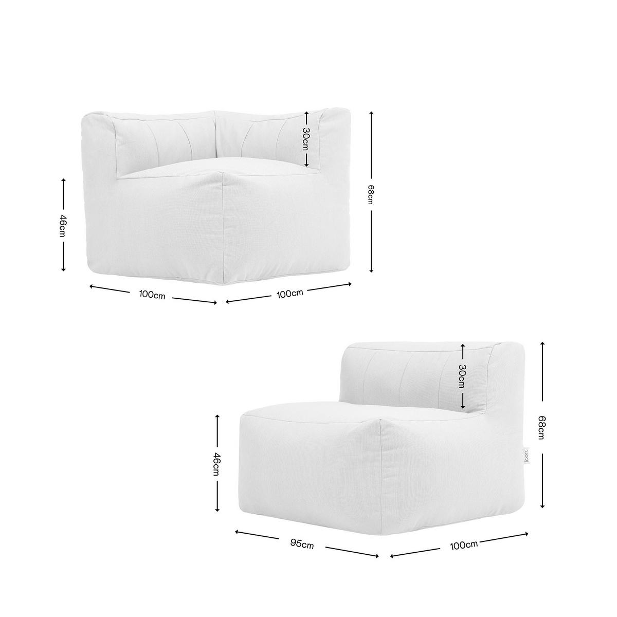 SITZSACK-SOFA Outdoor 4-tlg.: 2 Ecksessel, 2 Sessel - Beige, Textil (390/68/100cm) - icon