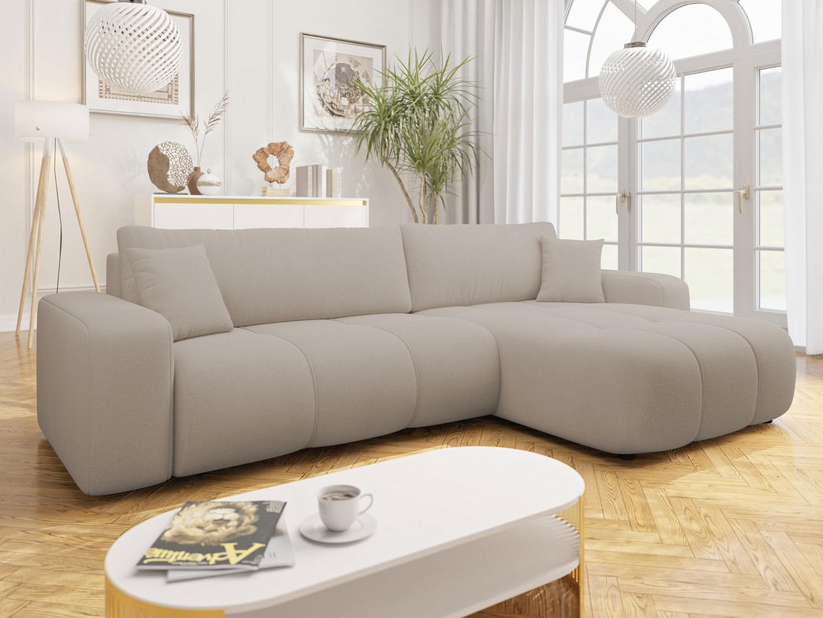 ECKSOFA Furyn Maxi - Beige/Schwarz, Holz/Kunststoff (274/145cm) - MIRJAN24