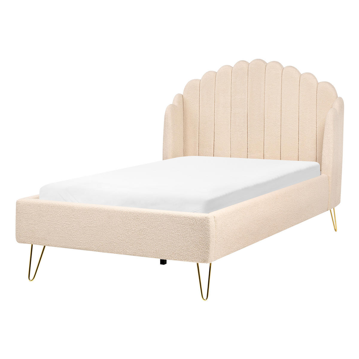 BETT mit Lattenrost 120/200 cm Beige Ambillou - Beige/Goldfarben, Textil (120/200cm) - Beliani