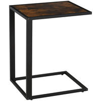 BEISTELLTISCH in C-Form Kaffeetisch Couchtisch Standtisch Tisch Metall MDF - Braun, Metall (56/36/68cm) - HOMCOM