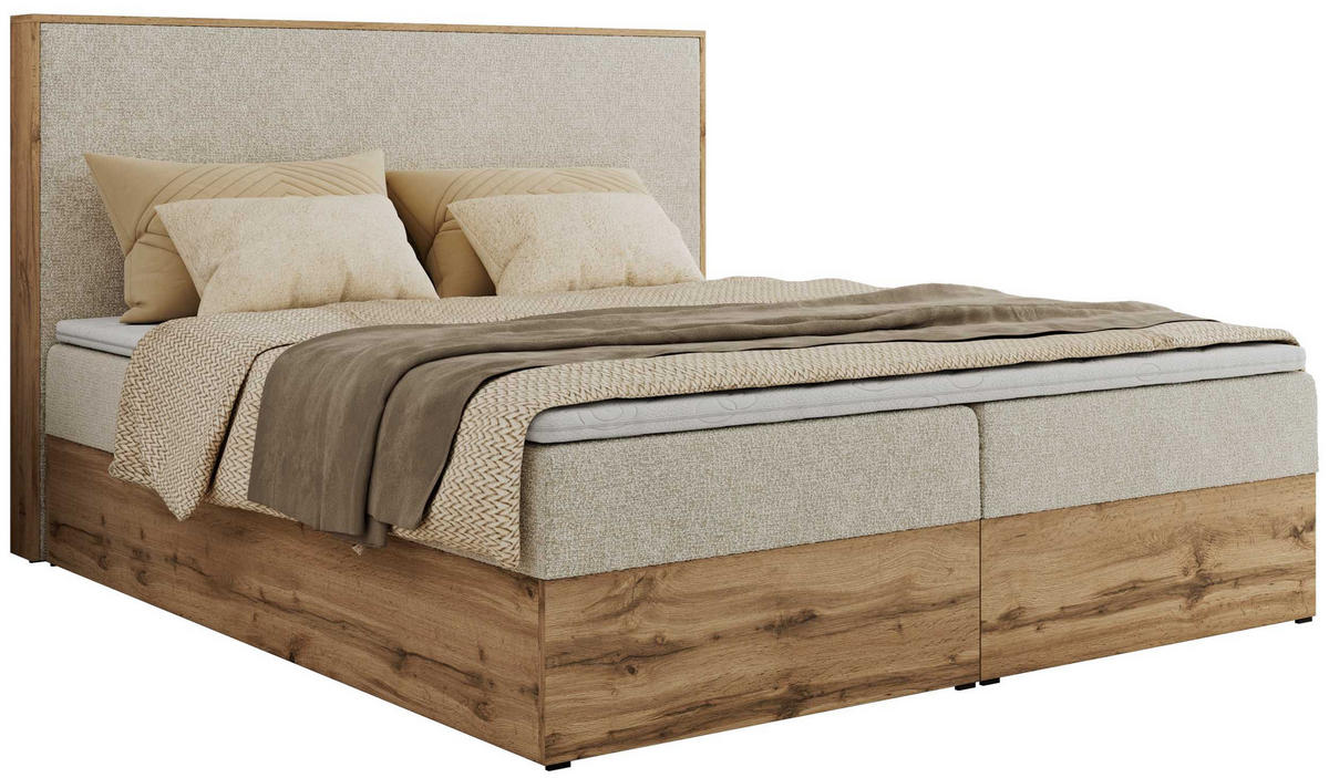 BOXBETT WOOD CLASSIC 200/200 - Creme Strukture - H4 - Creme, Textil (200/200cm) - MKS