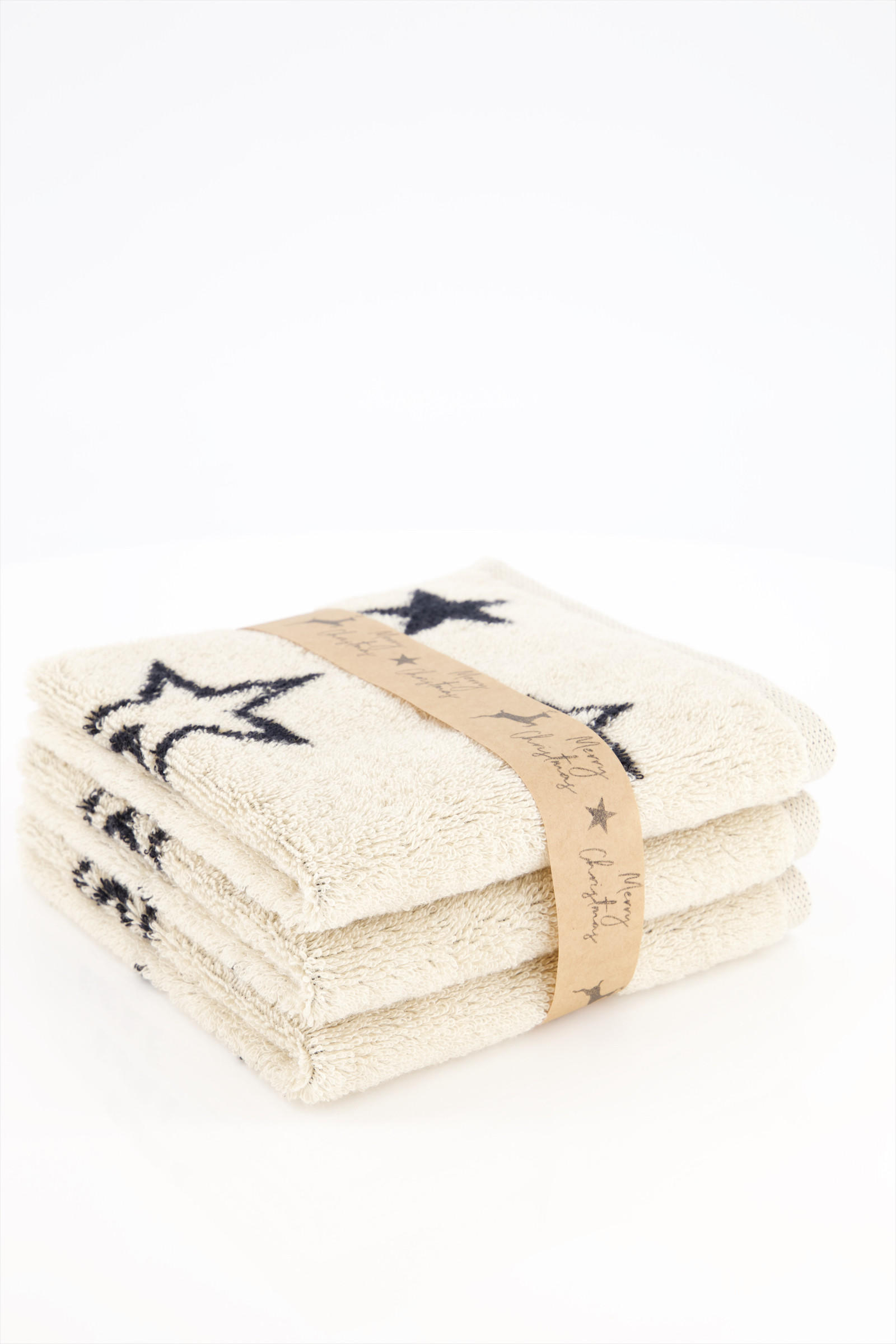 SEIFTÜCHER CHRISTMAS EDITION STERNE 792 NATUR-SCHWARZ - 39 - Beige, Textil (30/30cm) - Cawoe