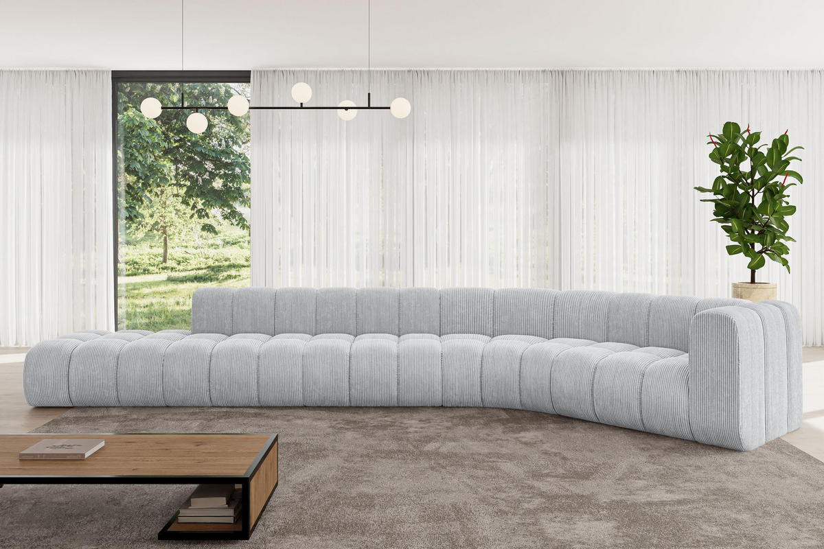 ECKSOFA modulares Sofa Tilmo-L2 - 490x194x70 cm Grau - Grau, Holzwerkstoff/Textil (490/194cm) - ALTDECOR
