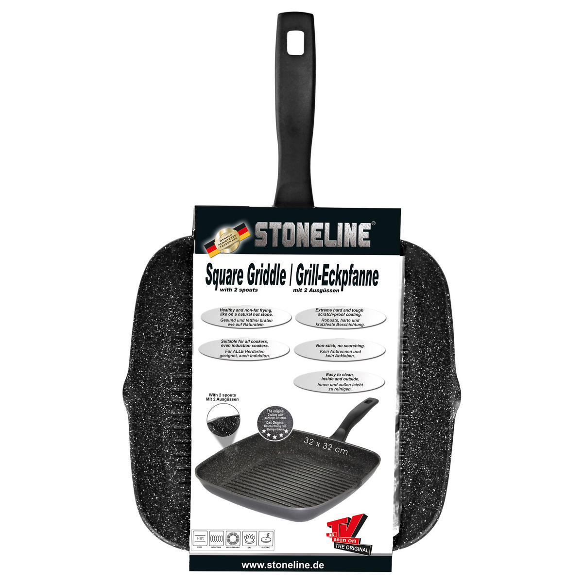 GRILLPFANNE - Grau, Metall (28cm) - Stoneline
