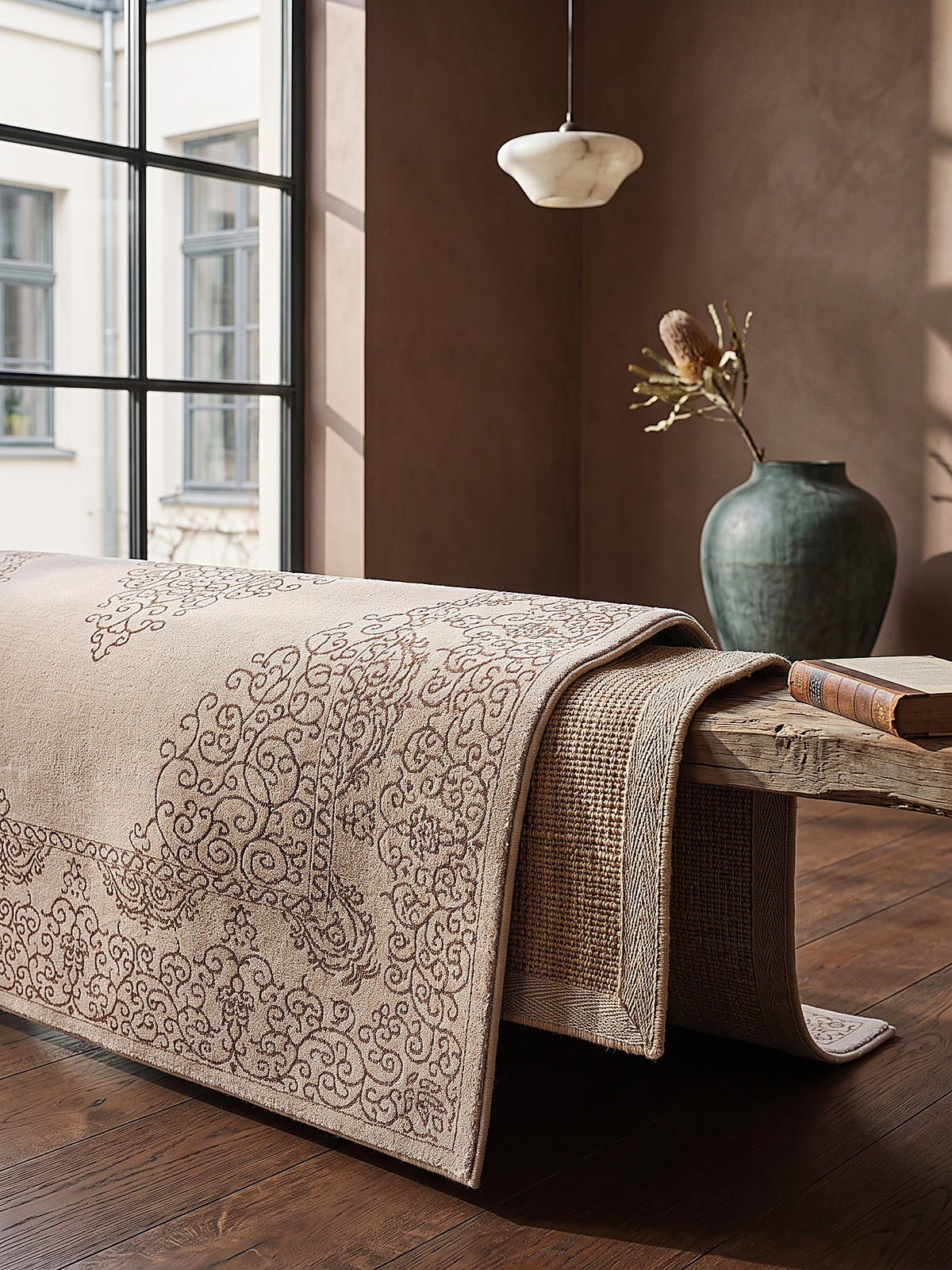 TEPPICH Kurzflor ERESMA Orient-Medaillon Polyester Beige 160 x 230 cm - Beige, Textil (160/230cm) - KADIMA DESIGN