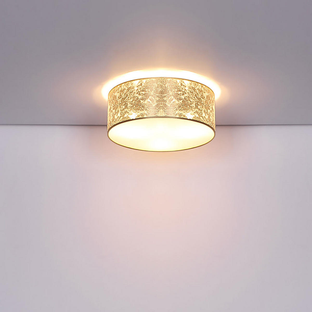 LED DECKENLEUCHTE AMY I Silber Textil - Silberfarben, Metall (40/40/17.5cm) - Globo Lighting