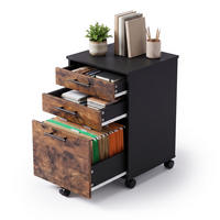 ROLLCONTAINER Vintagebraun 3 Schubladen auf Rollen - Braun, Holzwerkstoff/Kunststoff (40/57.5/40cm) - Relaxdays