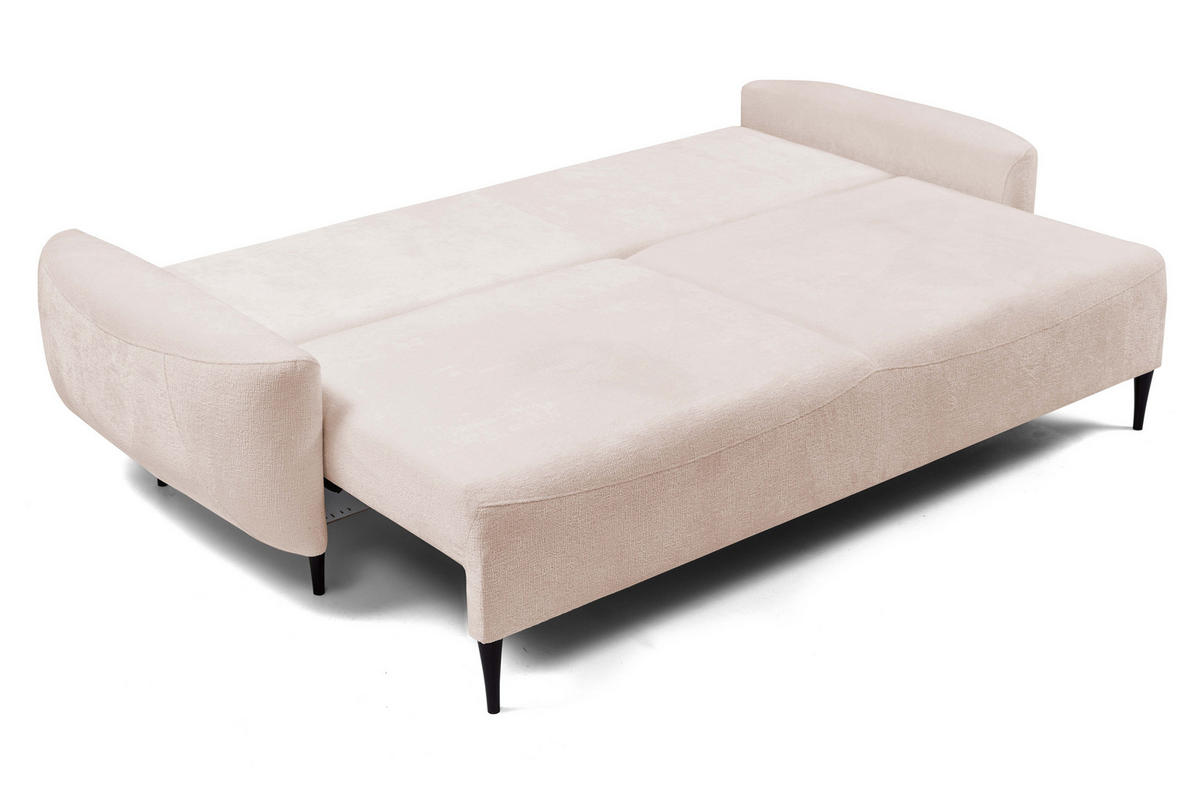 SOFA BOHO Mit Schlaffunktion Und Bettkasten, Wellenfederung, PUR-Schaum, Holzfüße, lose Rückenkissen, freistehend, 244x102x92 cm Rose - Rosa, Holz/Textil (244/92/102cm) - DomoHome