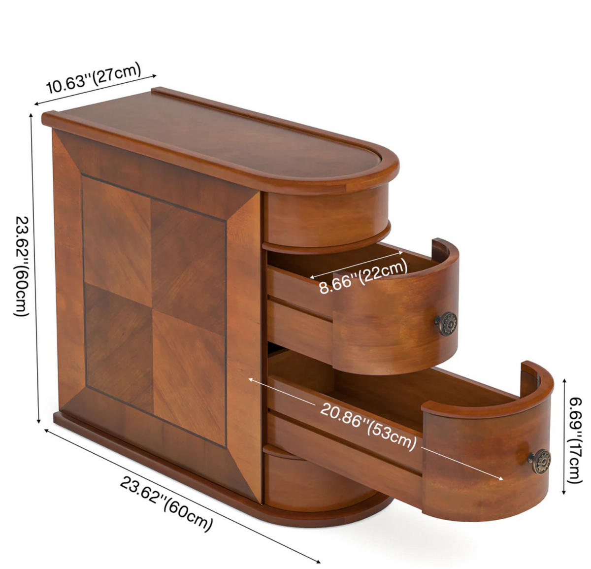 BEISTELLTISCH 60/60/27 cm Walnuss aus Holz mit 2 Schubladen - Walnussfarben, Holzwerkstoff (60/27/60cm) - OKMYHOME