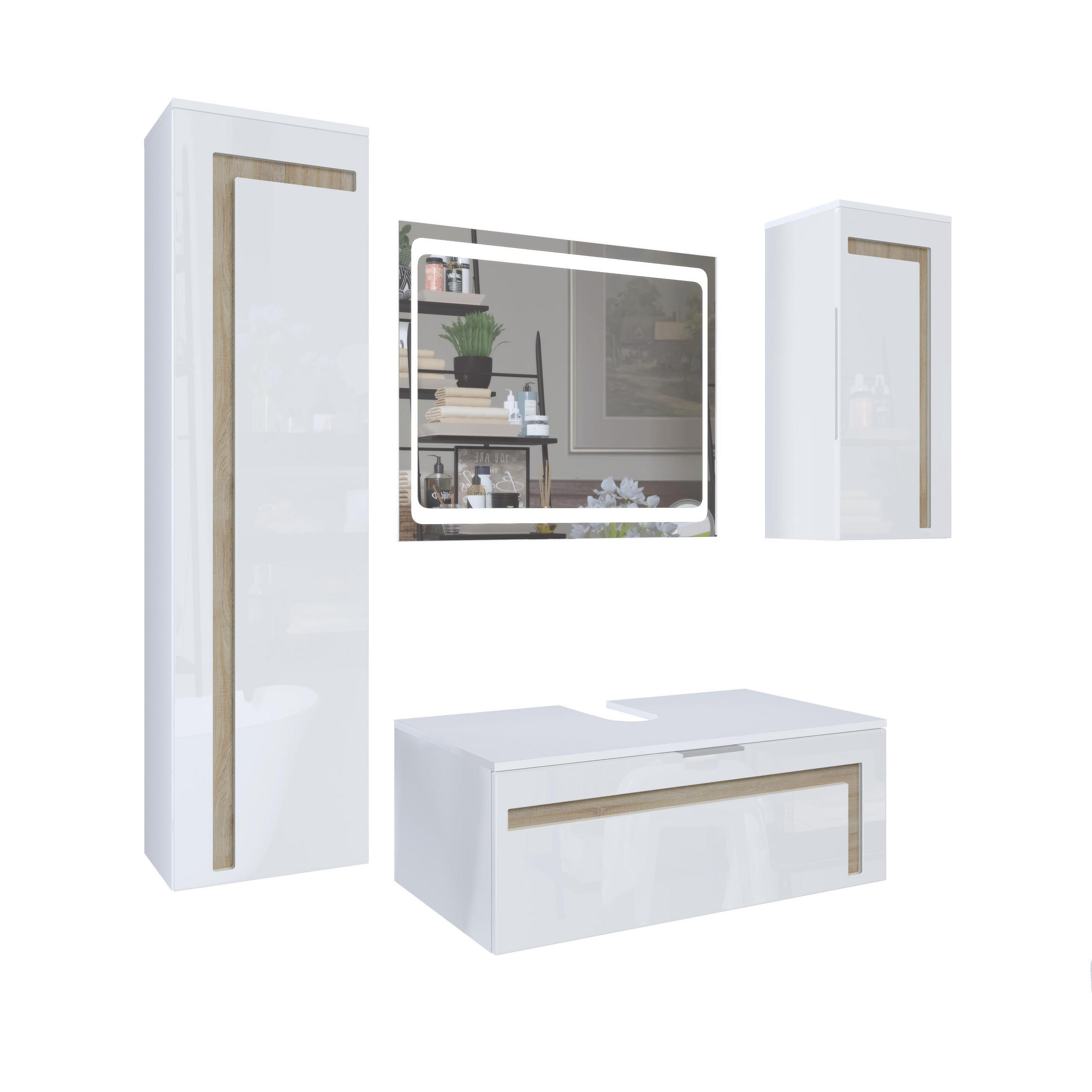 Vladon Badmöbelset Eiche San Remo 200x193x51 cm
