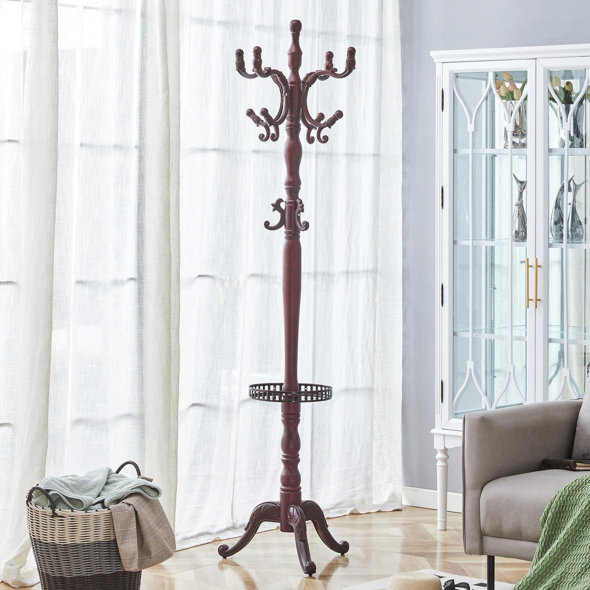 KLEIDERSTÄNDER mehrstöckig ca. 195 cm Massivholz Walnut - Braun, Metall (45/195/45cm) - Beauniv