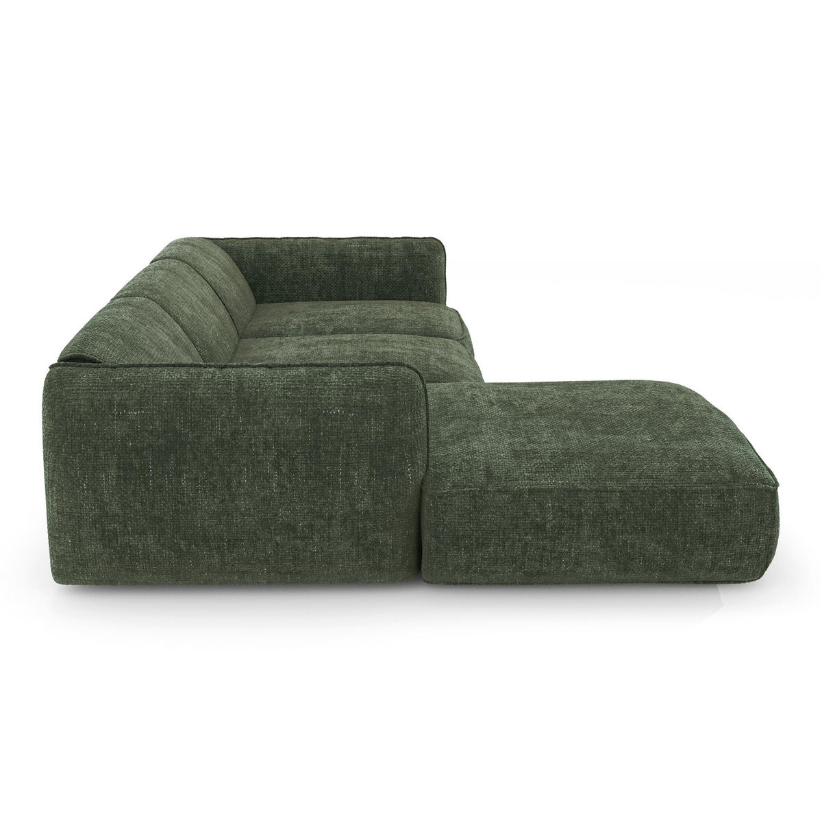 ECKSOFA LINKS Rastervelours Olivgrün 272cm - Olivgrün, Textil (165/272cm) - Sia Home