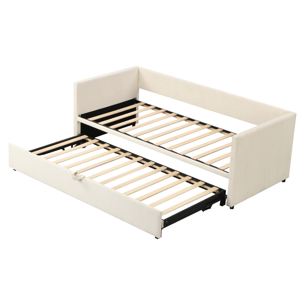 POLSTERBETT 90/180x200 cm ausziehbar Lattenrost 2 Sitzer beige - Beige, Holz (180/200cm) - Fortuna Lai
