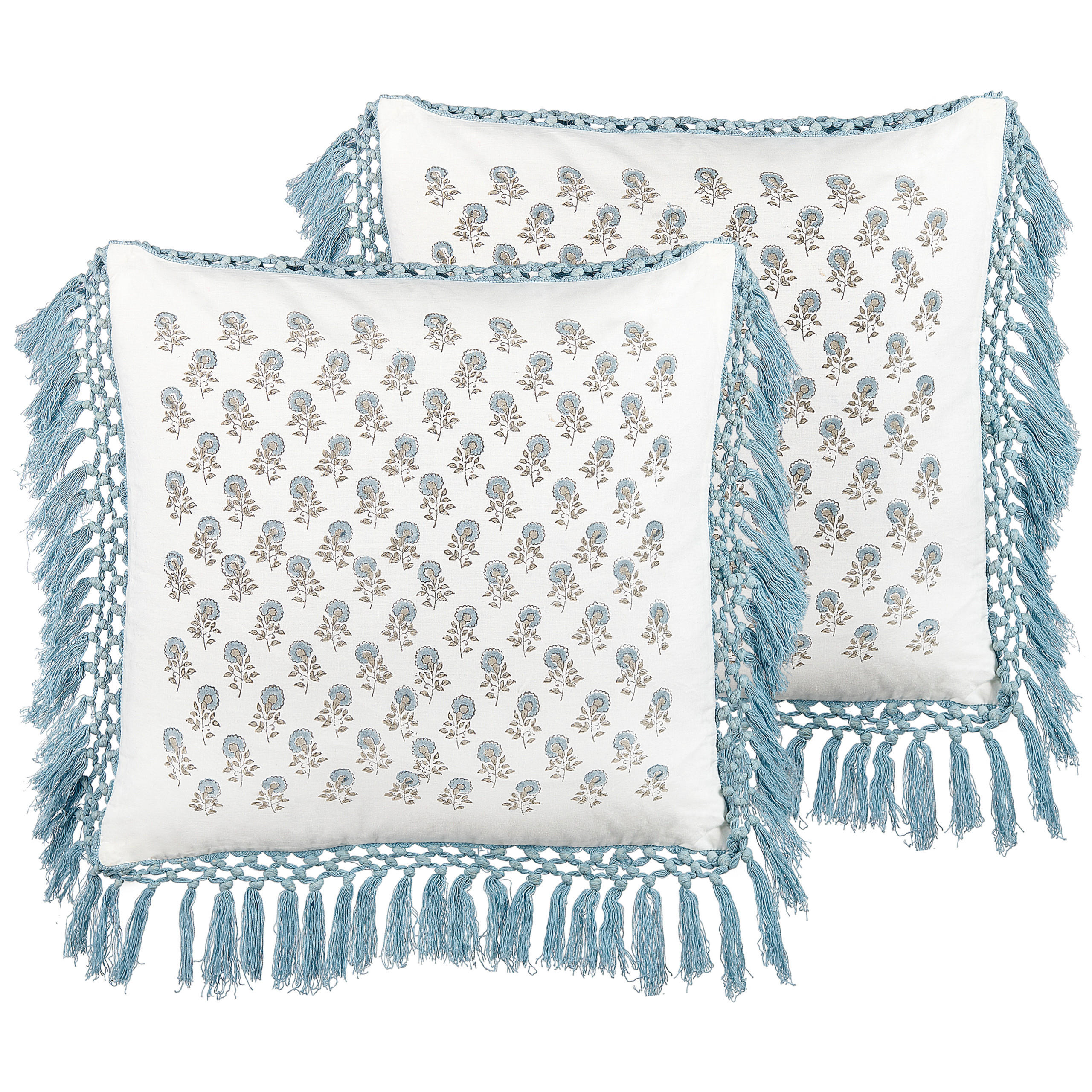 DEKOKISSEN 2er-Set Weiß 45/45 cm Pallida - Weiß, Naturmaterialen/Textil (45/45cm) - Beliani