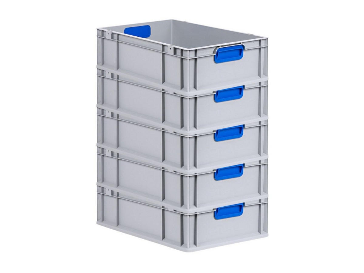EUROBOX 5x Nextgen Color 17x40x60cm 34 Liter Griffe Blau Geschlossen - Blau, Kunststoff (40/17/60cm) - PROREGAL