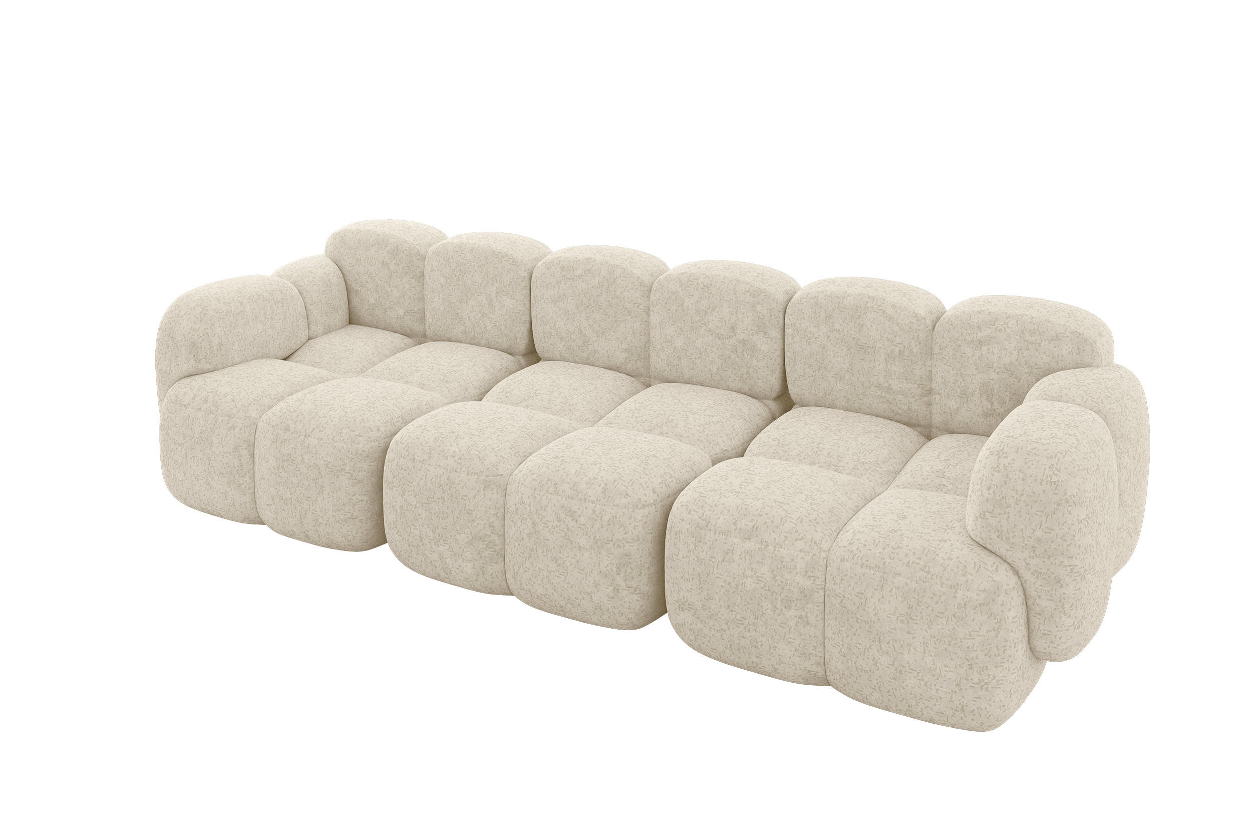 3-SITZER modulares Sofa Miko-S2 300x118x75 cm Creme Velours - Creme/Schwarz, Holzwerkstoff/Kunststoff (300/75/118cm) - ALTDECOR