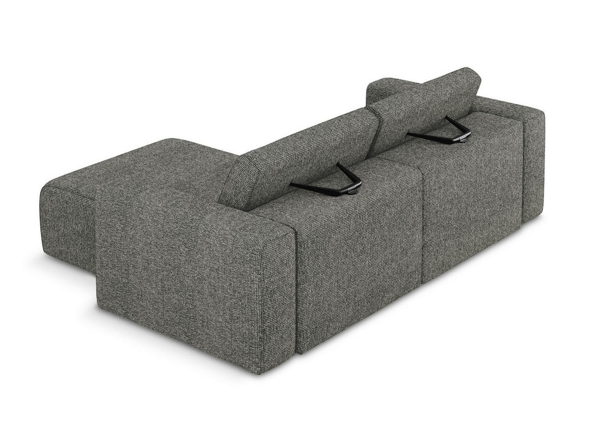 ECKSOFA Rechts Strukturstoff Stoff Grau - Dunkelgrau/Schwarz, Kunststoff/Textil (224/167cm) - Makamii