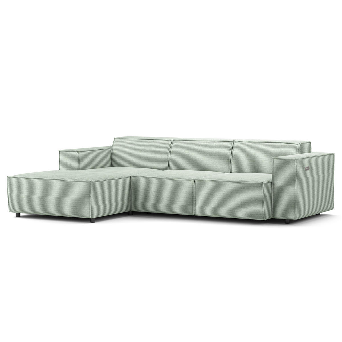 ECKSOFA mit Longchair - Schwarz/Mintgrün, Kunststoff/Textil (260/177cm) - home24