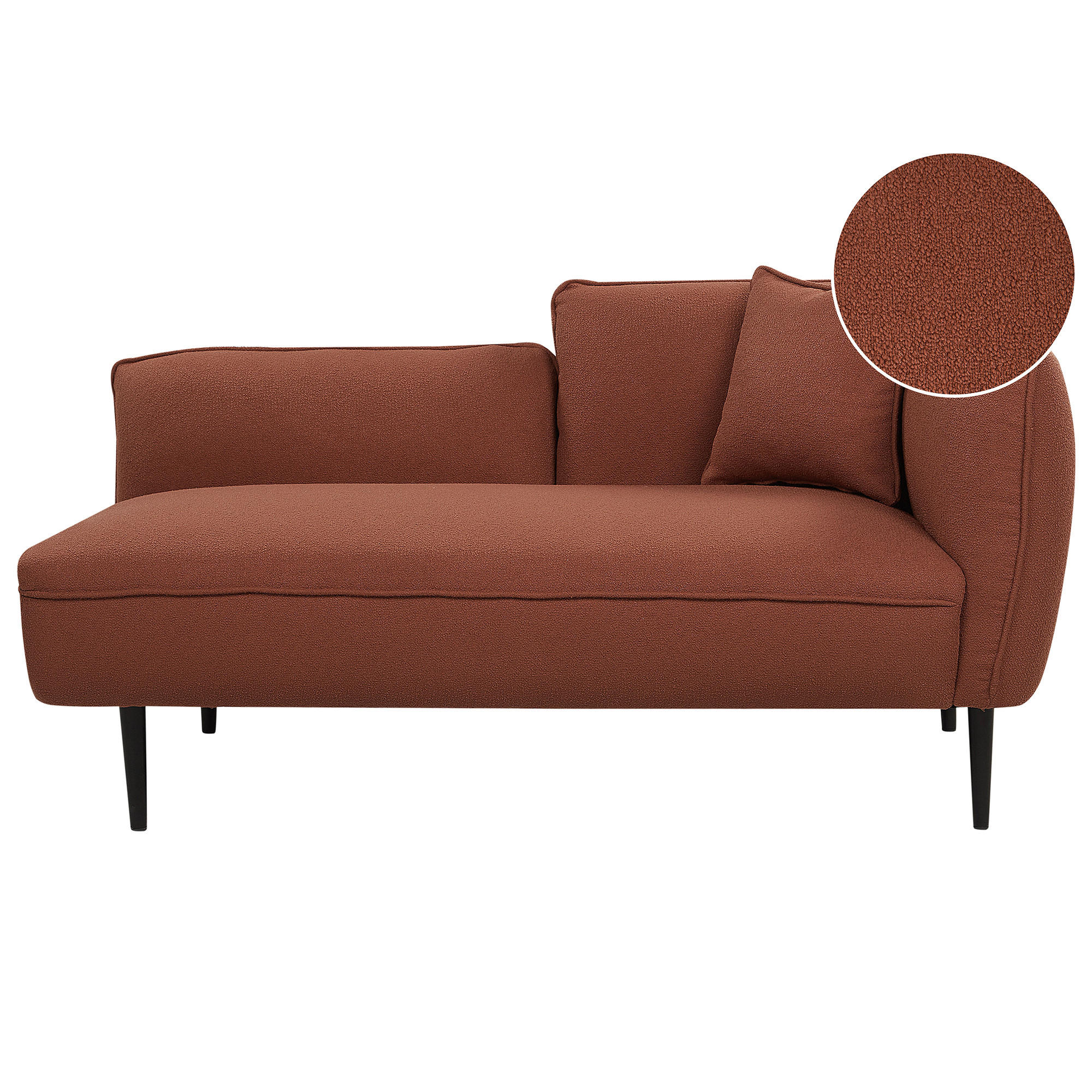 CHAISELONGUE Bouclé dunkelrot rechtsseitig Chevannes - Rot/Schwarz, Textil (138/74/77cm) - Beliani