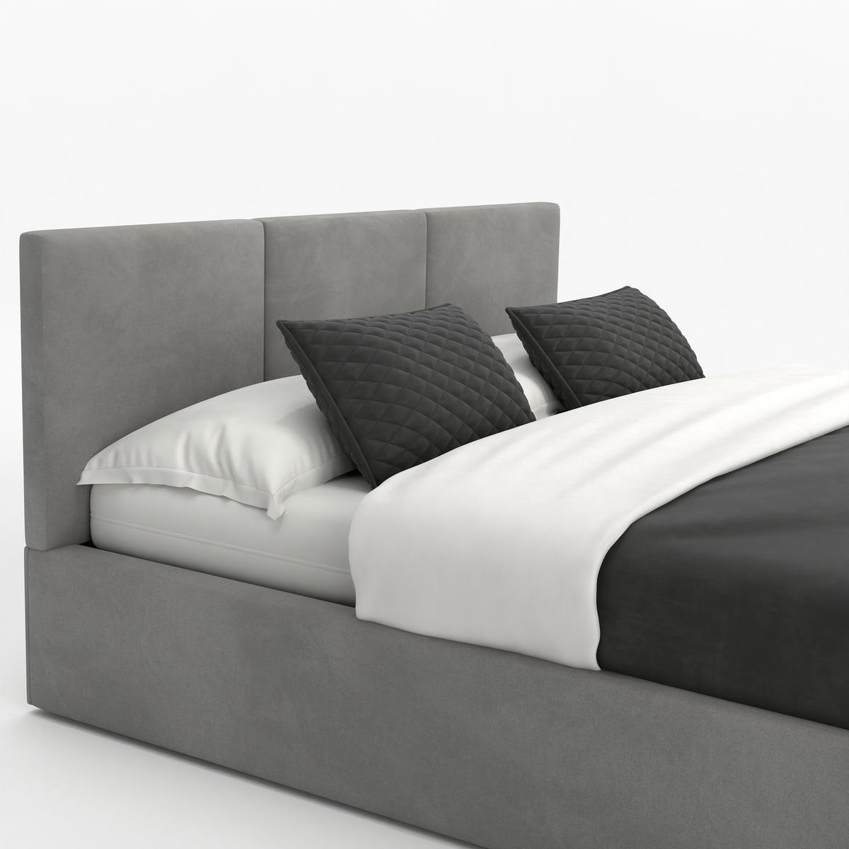 POLSTERBETT mit Stauraum Grau 120x200cm Kopfteil 88cm - Grau, Holzwerkstoff/Textil (120/200cm) - Muralo