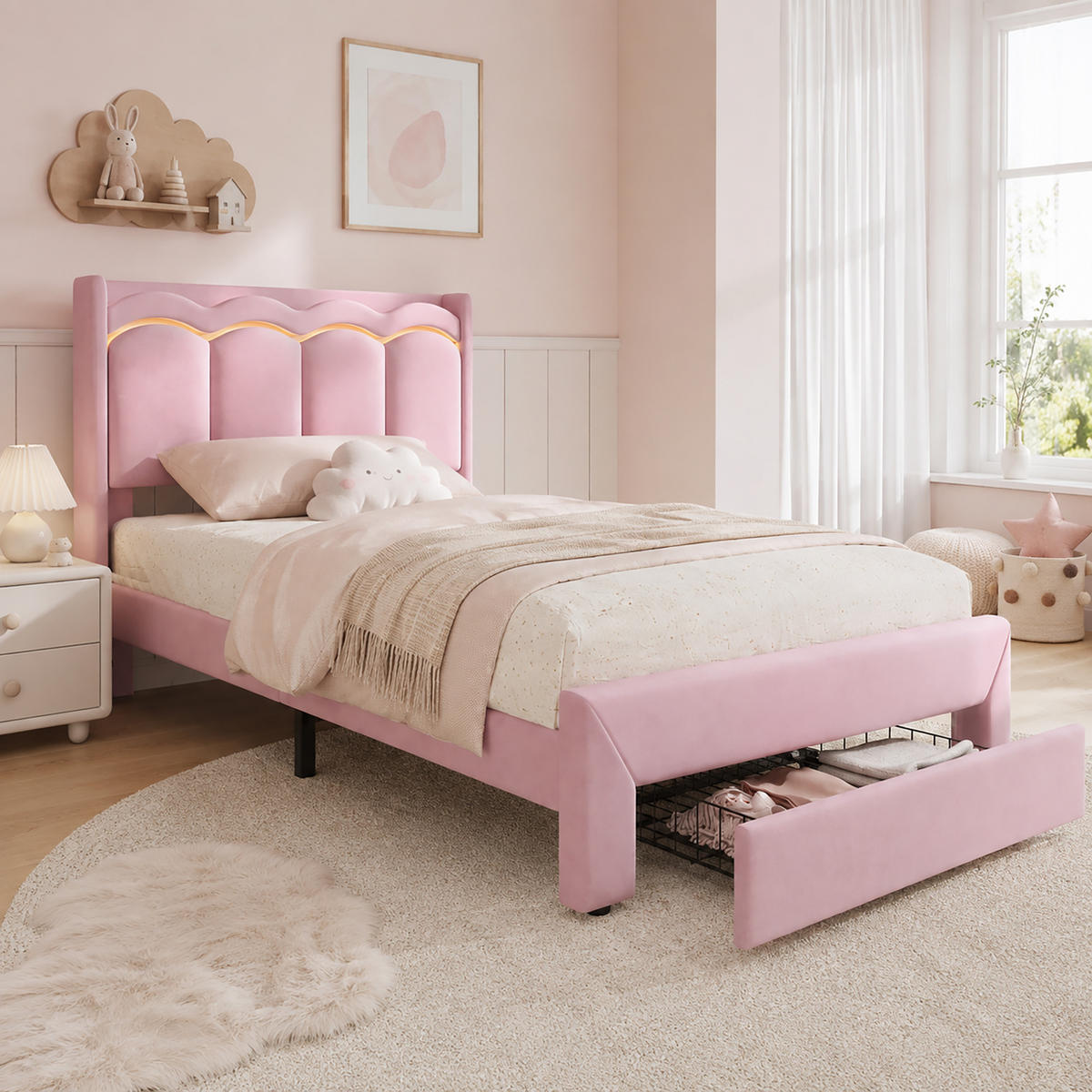 KINDERBETT 90/200 cm Rosa - Pink, Textil