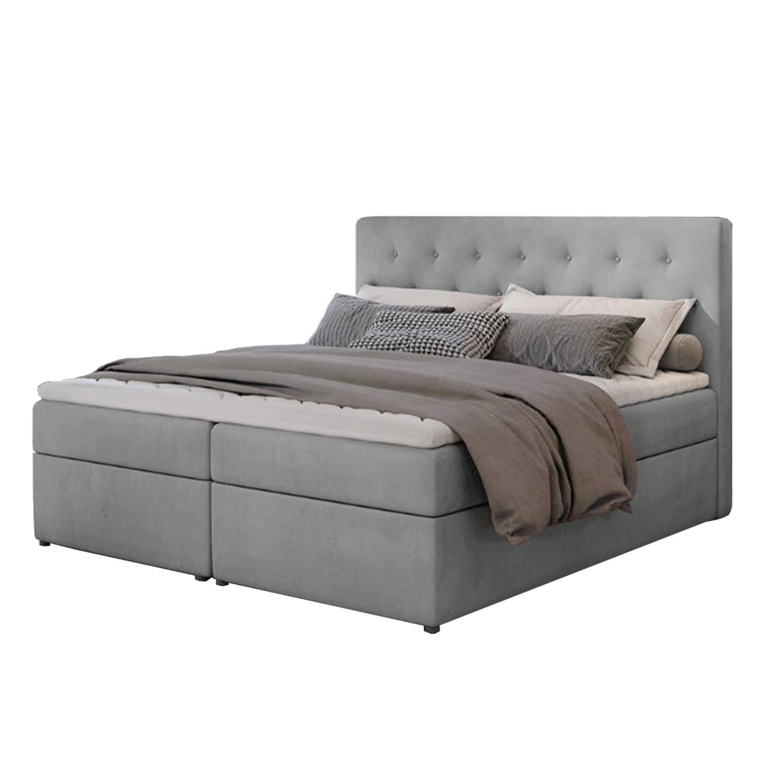 BOXBETT Loree Bonellfederkern - Hellgrau, Holz/Holzwerkstoff (180/200cm) - Best For Home