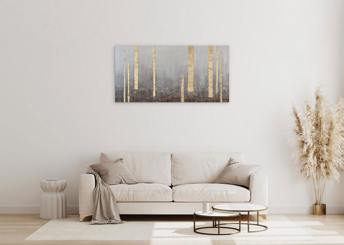 ACRYLBILD HANDGEMALT 120/60 cm - Grau, Holz/Textil (2/60cm) - KUNSTLOFT