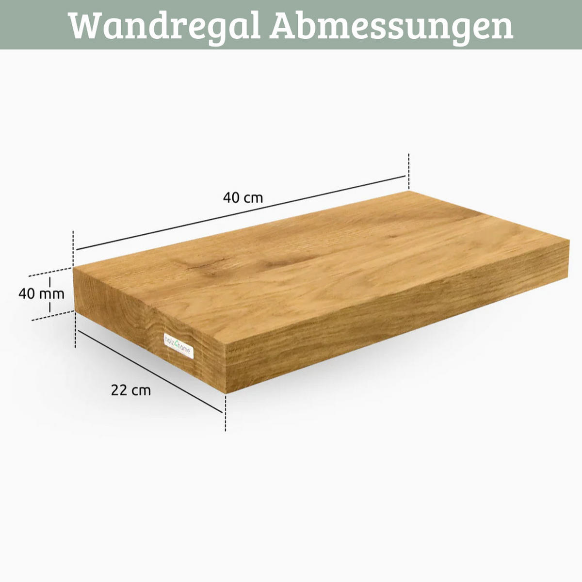 WANDREGAL Holz schwebend KYLO Eichenholz Massiv 40x22x4 cm - Braun, Holz (40/4/22cm) - DELUKE