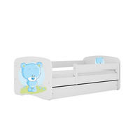 KINDERBETT blauer Teddybär Blumen mit Schublade 160/80 90/61/164 - Weiß, Holzwerkstoff (80/160cm) - RAUMHIRSCH FURNITURE