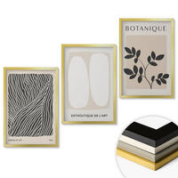 WANDBILDER 3er Set - 40x60 cm Goldrahmen - Pflanzenmuster und Linien - Goldfarben, Kunststoff (40/60cm) - ArtPrintCave