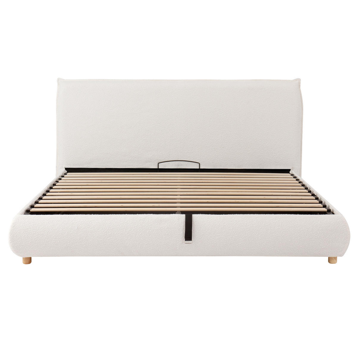 POLSTERBETT 180/200 cm weiß aus Bouclé mit Stauraum und Lattenrost - Weiß, Holzwerkstoff (180/200cm) - OKWISH