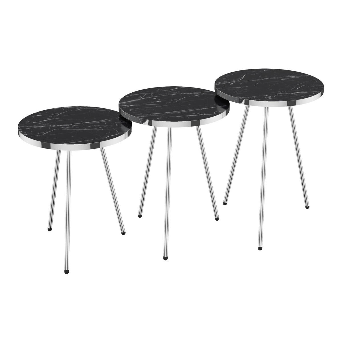 SATZTISCH Sakskøbing 34/34/53 - Schwarz, Metall (34/34/53cm) - [en.casa]
