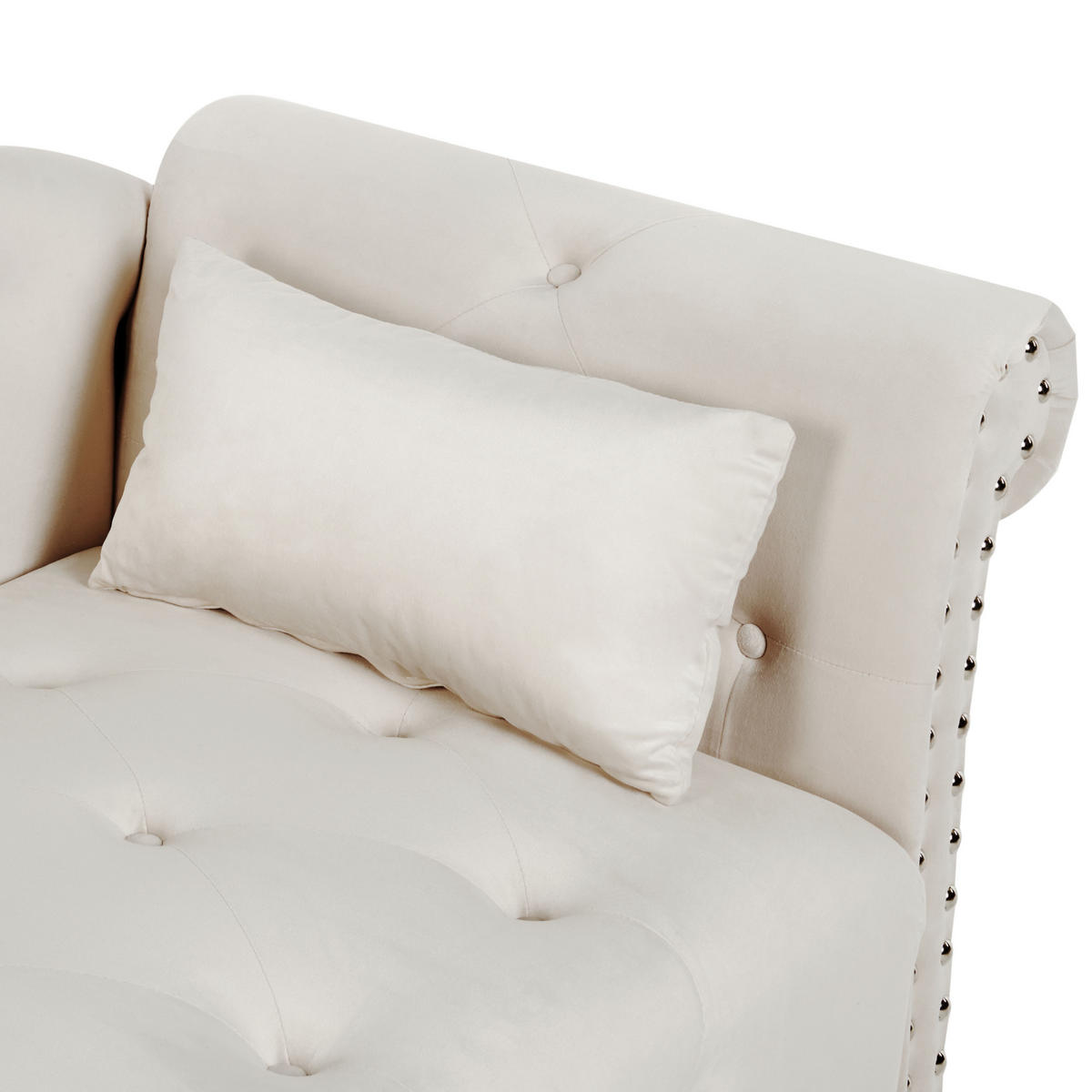 ČALOUNĚNÉ LEHÁTKO CHAISE LONGUE PRAVOSTRANNÉ Sametová látka Světle béžové Ivry - černá/béžová, textil (152/72/62cm) - Beliani
