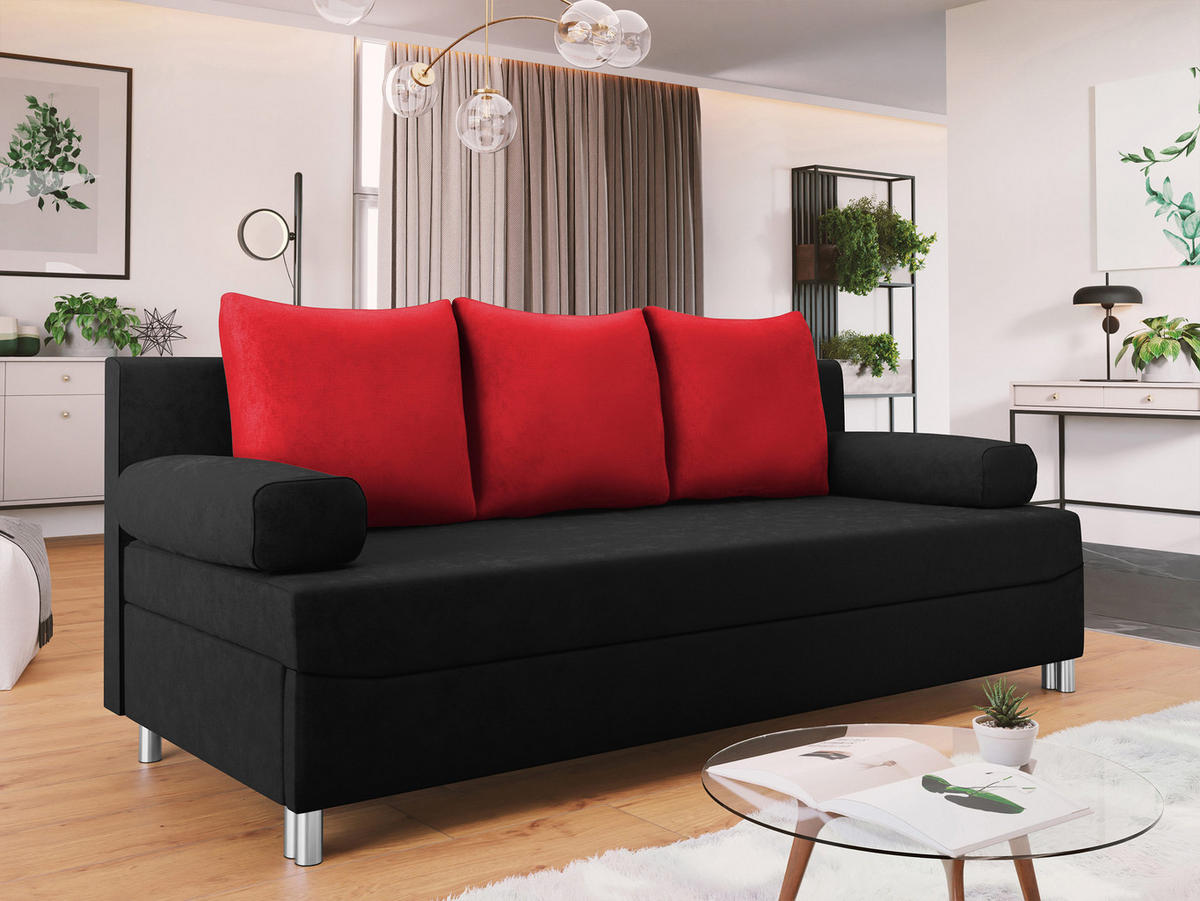 SCHLAFSOFA Dover - Chromfarben/Rot, Holz/Kunststoff (192/86/80cm) - MIRJAN24