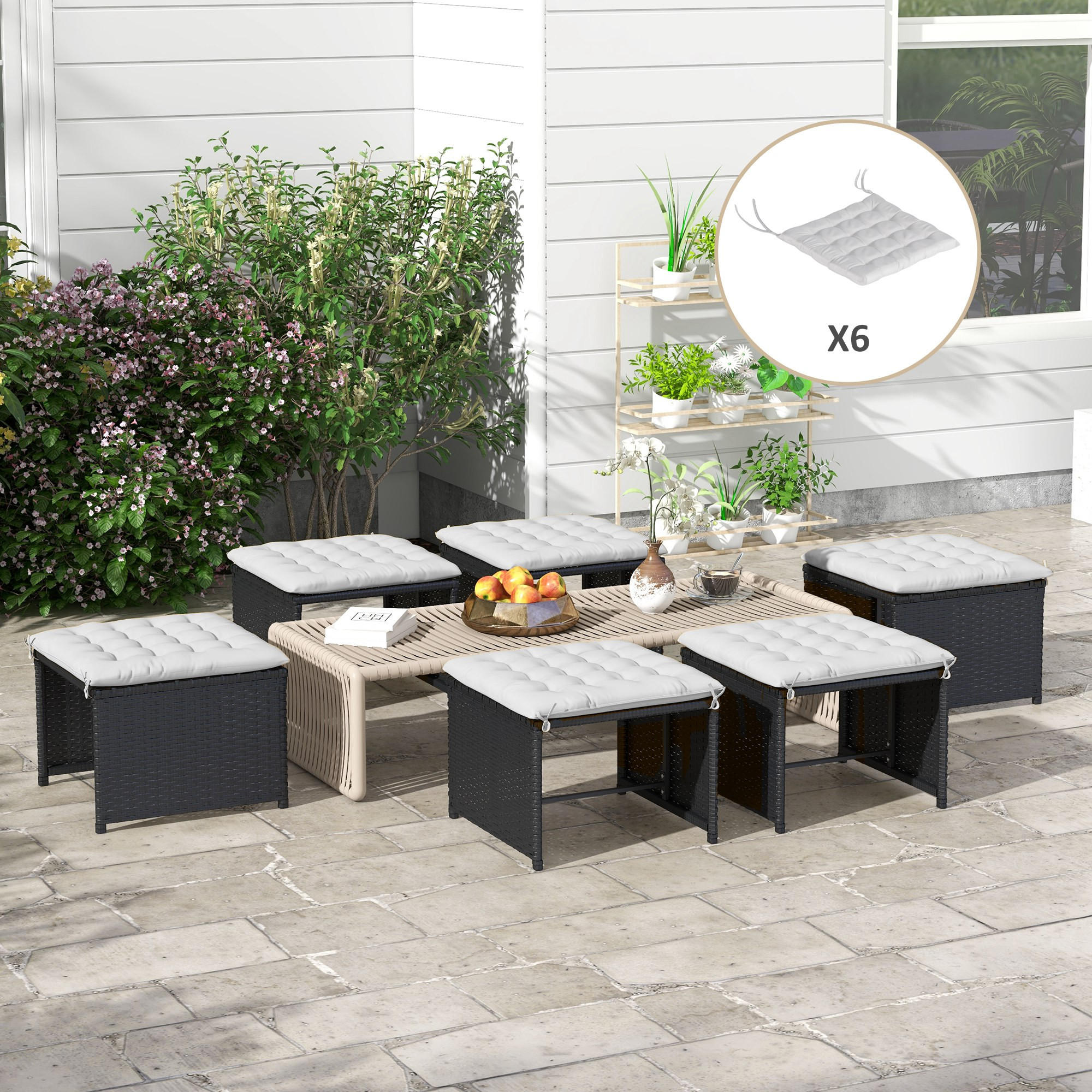 SITZKISSEN, Polyester, Hellgrau - Hellgrau, Kunststoff (40/4/40cm) - Outsunny