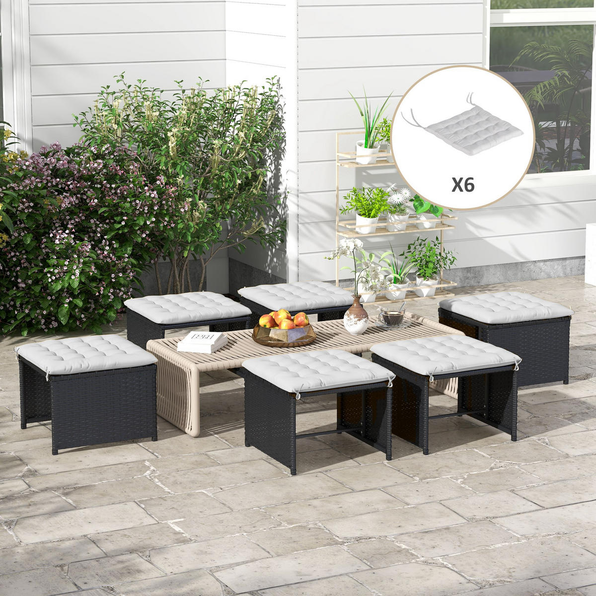 SITZKISSEN, Polyester, Hellgrau - Hellgrau, Kunststoff (40/4/40cm) - Outsunny