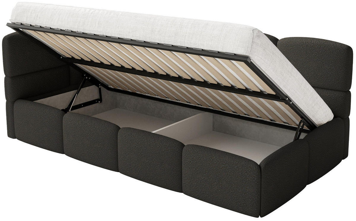 JUGENDBETT Cloudy Braun 120 cm, Bouclé - Schwarz/Braun, Kunststoff/Textil (120/200cm) - Selsey