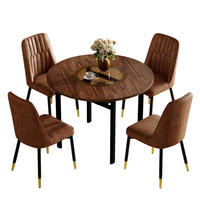 ESSGRUPPE DE-39384 5-teilig, mit 4 Tech-Stoff-Sesseln und Glasplatte Braun - Braun, Holzwerkstoff (100/76/100cm) - ComfortXL