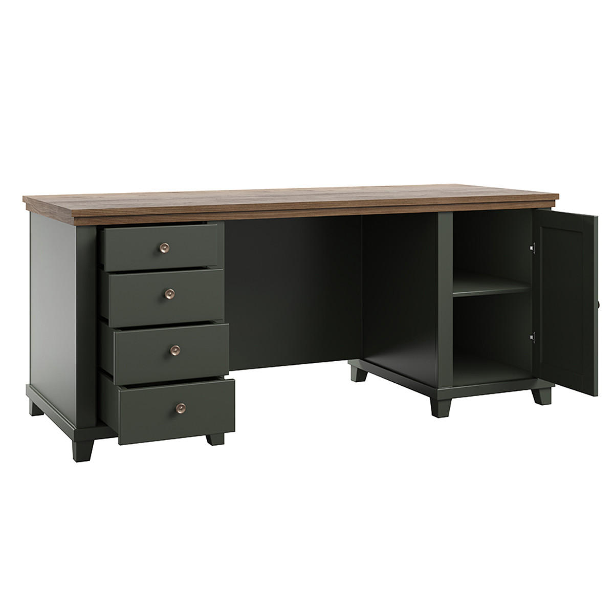 SCHREIBTISCH Martin Grün und Holz - Grün, Holzwerkstoff (70/180/77cm) - Petits-meubles