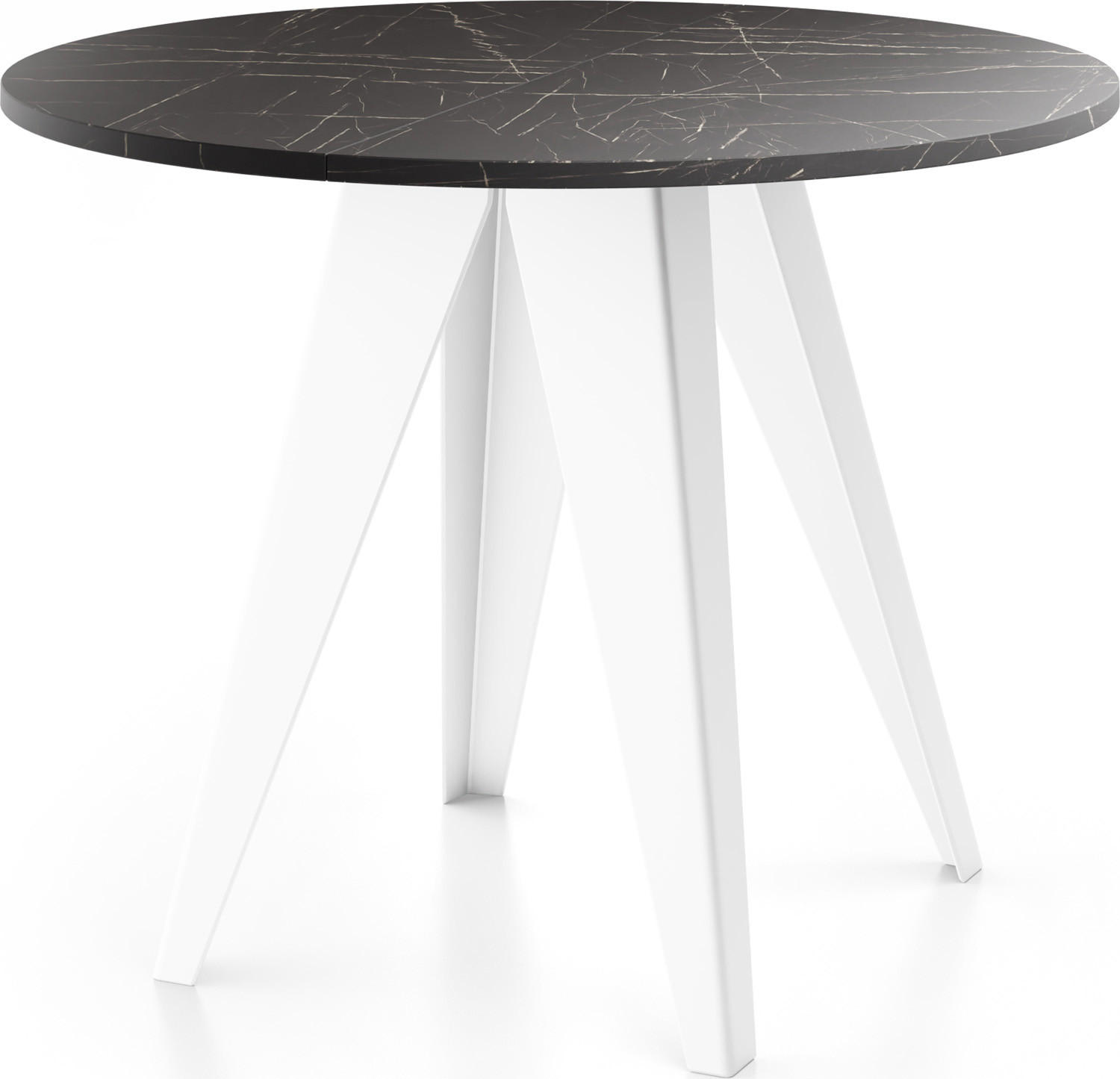 ESSTISCH Griffin runder ausziehbarer, Marmor Schwarz 100-140/100/76 cm - Anthrazit/Weiß, Holzwerkstoff/Metall (100/100/76cm) - WFL GROUP