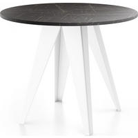 ESSTISCH Griffin runder ausziehbarer, Marmor Schwarz 100-140/100/76 cm - Anthrazit/Weiß, Holzwerkstoff/Metall (100/100/76cm) - WFL GROUP