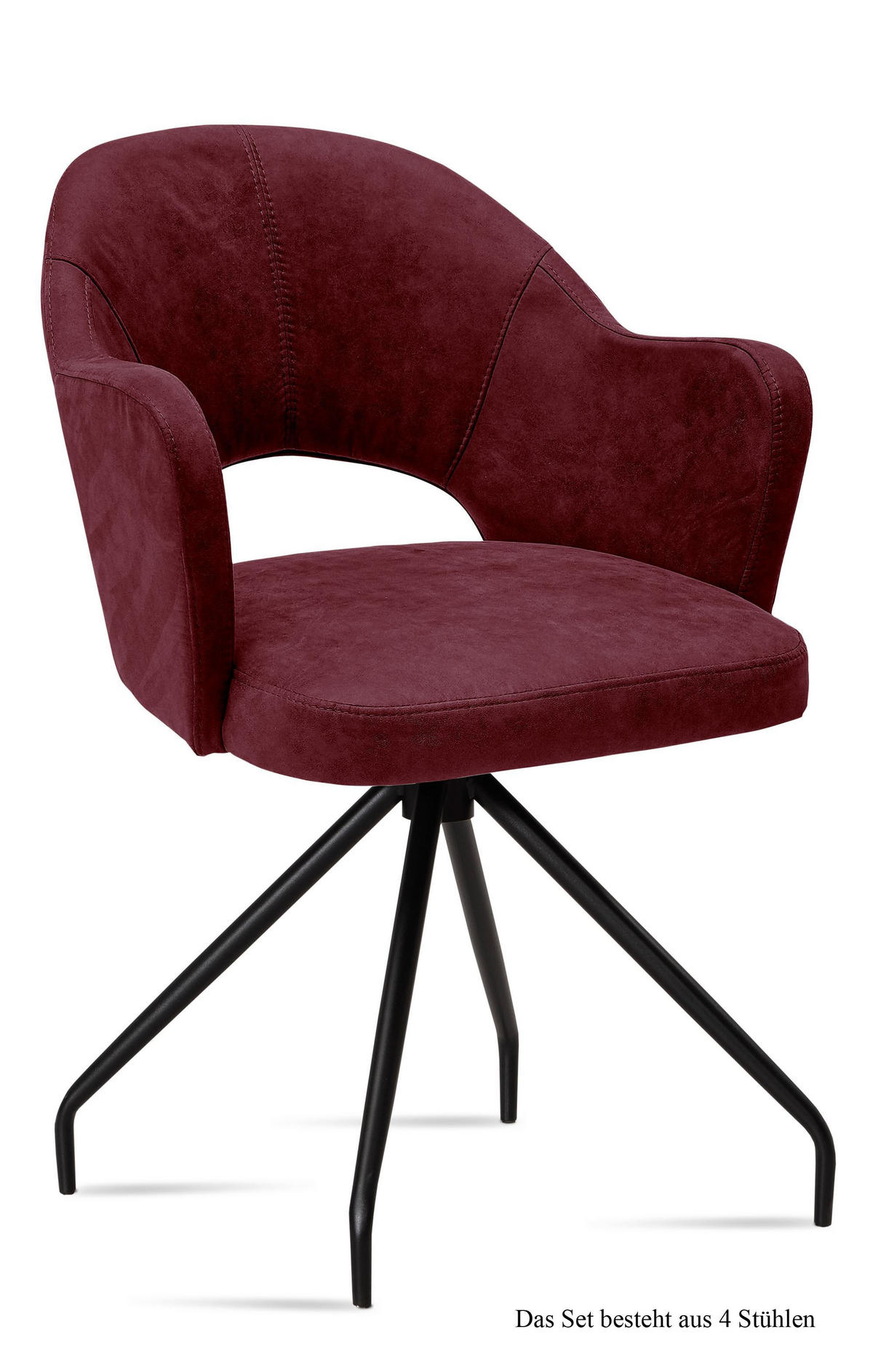 ARMLEHNSTUHL (4er-Set) Dikana 59x87x61 Schwarz/Marsala - Brombeere/Schwarz, Kunststoff (61/87/59cm) - 58aufmkessel