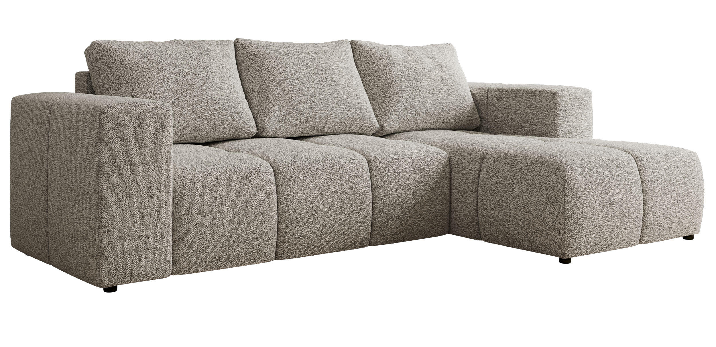 ECKSOFA MONIVA Hellgrau Strukture - Rechts - Hellgrau/Schwarz, Textil (266/164cm) - MKS