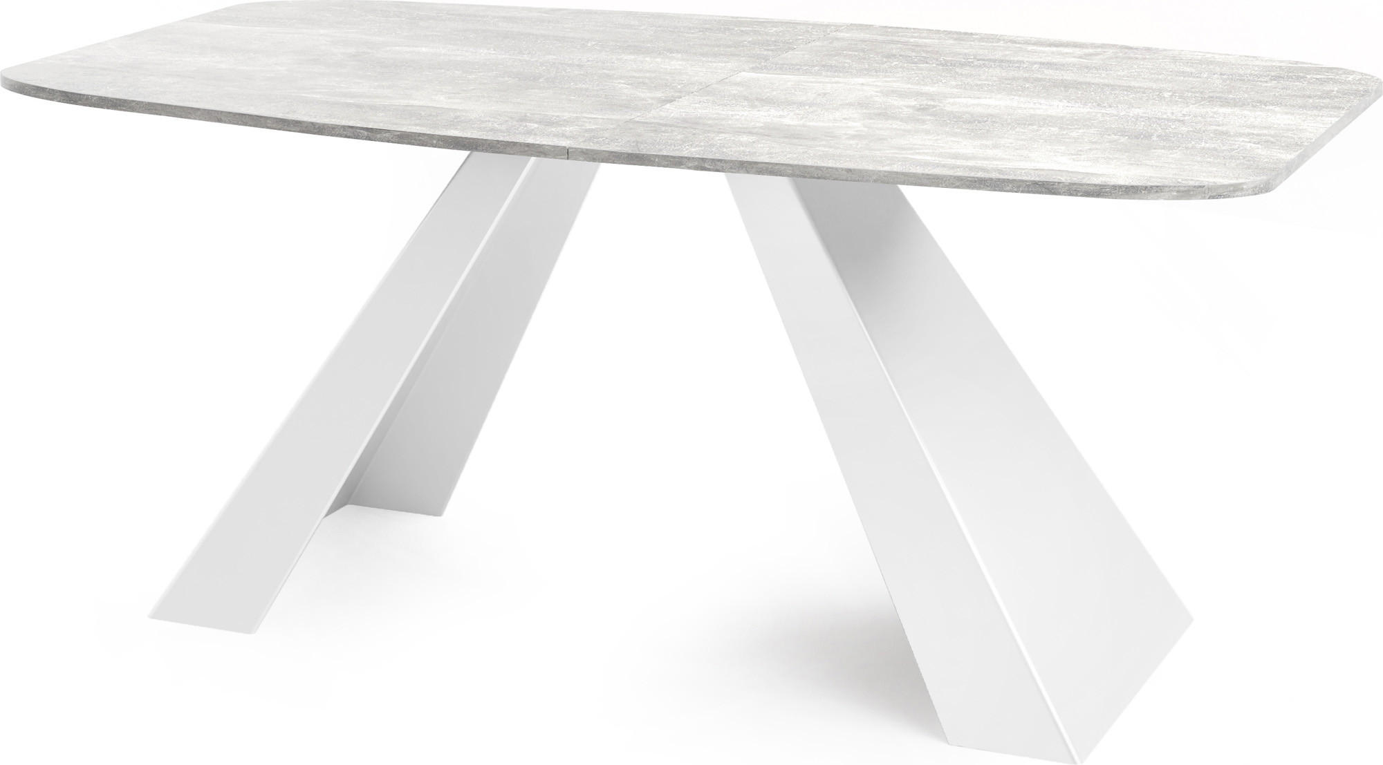 ESSTISCH Monte Weiß rechteckig ausziehbar, Grauer Beton 180-220/90/76 cm - Hellgrau/Weiß, Holzwerkstoff/Metall (180/90/76cm) - WFL GROUP